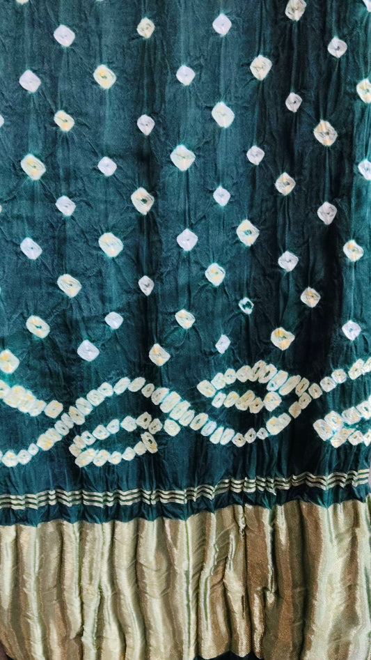 Dark Green bandhej Dupatta - Tiasha