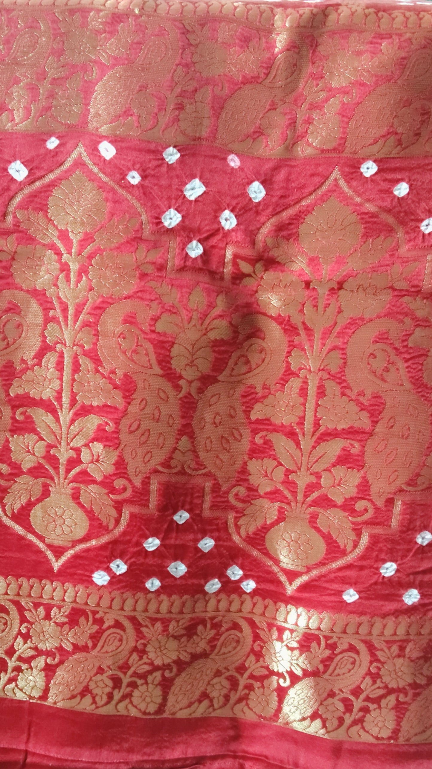Blood red bandhej Dupatta - Tiasha 