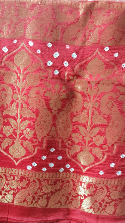 Blood red bandhej Dupatta - Tiasha 