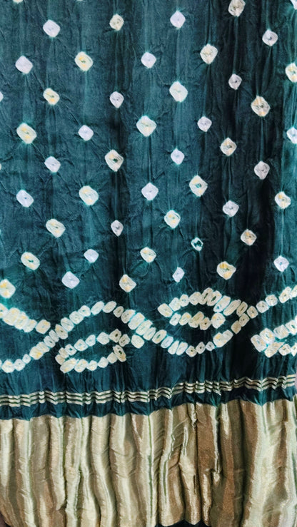 Dark Green bandhej Dupatta - Tiasha 