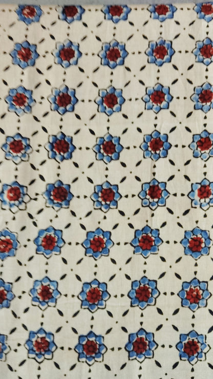 Beige Block print Ajrakh Dupatta - Tiasha 