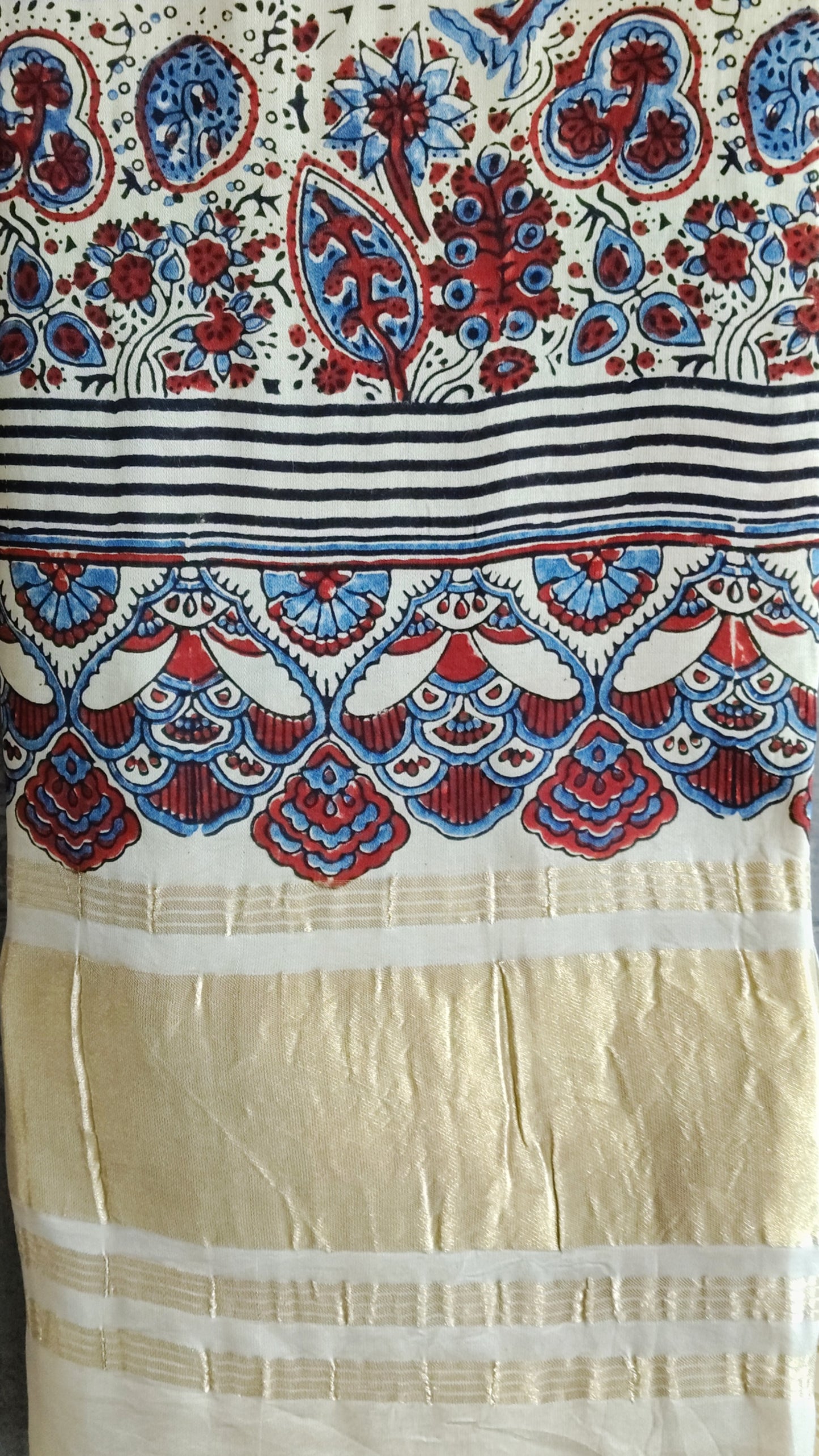 Beige Block print Ajrakh Dupatta - Tiasha 